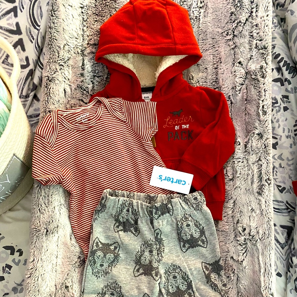 “Leader of the Pack” Wolf Cub 3 Piece Sweatsuit from Carter’s Size 6 Months